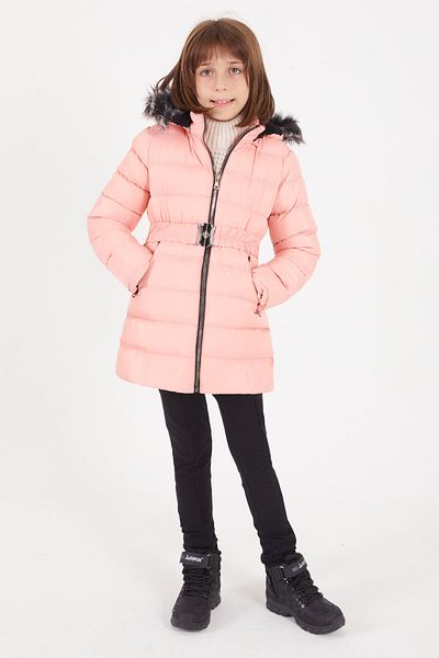 Cansın Mini Girl's Belted Puffer Jacket Light Pink 16409