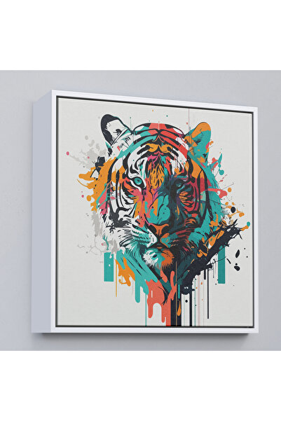 Oxyteez Pictură colorată de tigru cu cadru din lemn-8330