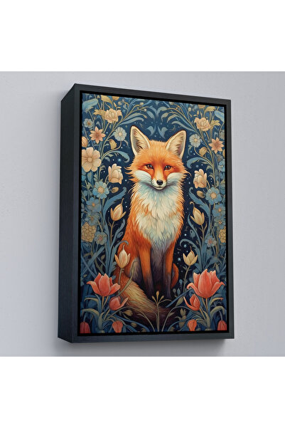 Oxyteez Pictură Vulpe Galbenă cu Cadru din Lemn-7547