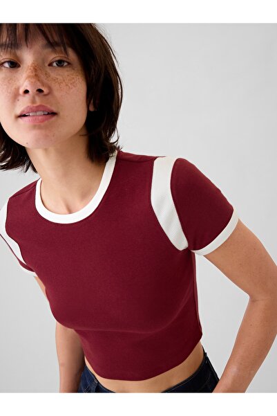 GAP Kadın Kırmızı Modern Rib Crop T-Shirt