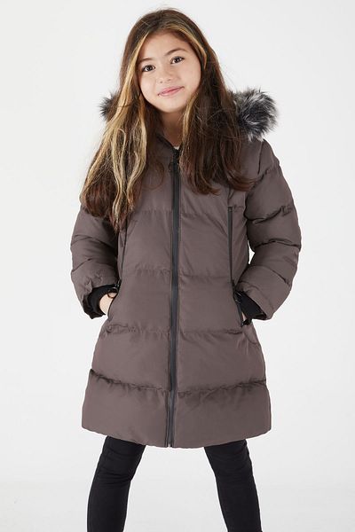 Cansın Mini Girl's Puffer Coat Furry Gray 15504