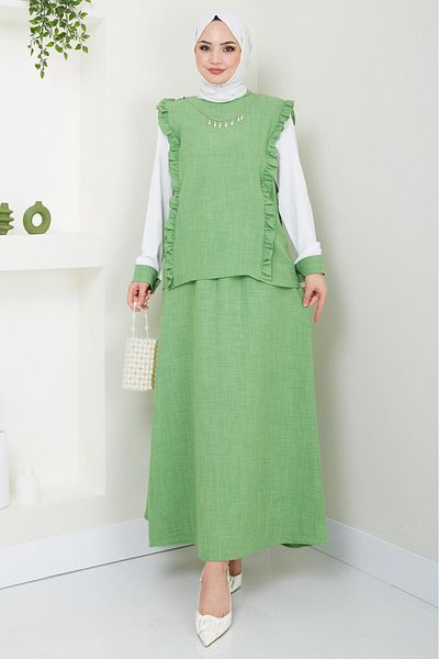 hafsamina Elisa Skirted Suit Pistachio Green HM2397
