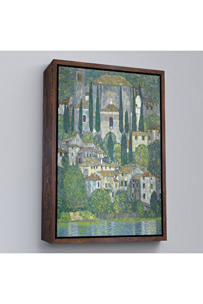 Home Gustav Klimt cu rame din lemn - Pictură peisajului din biserică în Cassone-8095