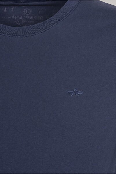 Arma Чоловіча темно-синя футболка з коміром-стійкою Y9too7480