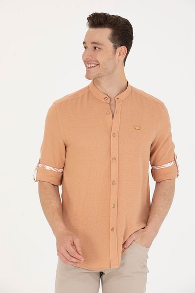 U.S. Polo Assn. Мъжка риза с дълъг ръкав, цвят камила, 50263721-VR015