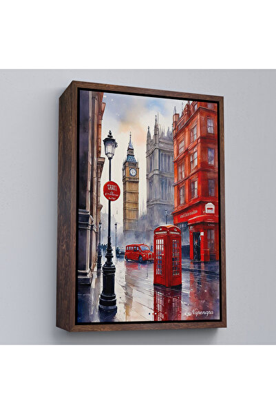 Oxyteez Peisajul orașului Londra din Anglia cu cadru din lemn-7841