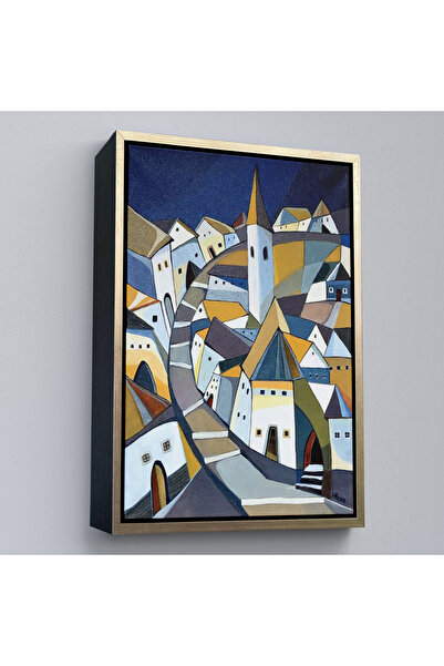 Oxyteez Tablou de case albastre îngroșate cu cadru din lemn-7718