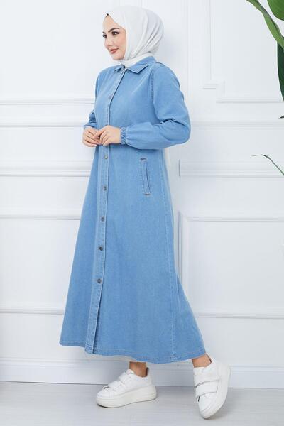 hafsamina Șapcă cu nasturi din denim albastru HM2345