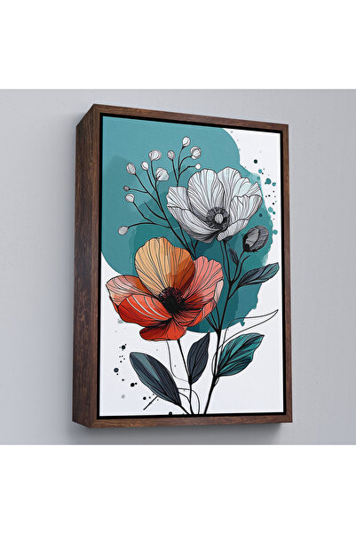 Oxyteez Tablou cu flori de mac, cu rama din lemn-7647