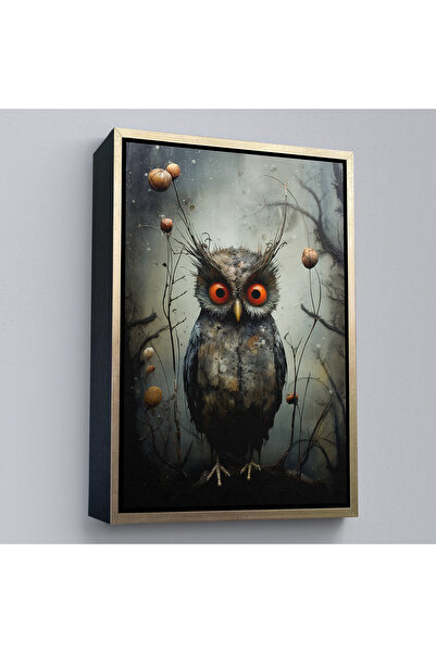 Oxyteez Tablou drăguț bufniță cu cadru din lemn-7985