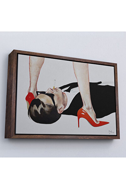 Limitless Painting of a Man under a Woman with Long Legs in a Wooden Frame-7199