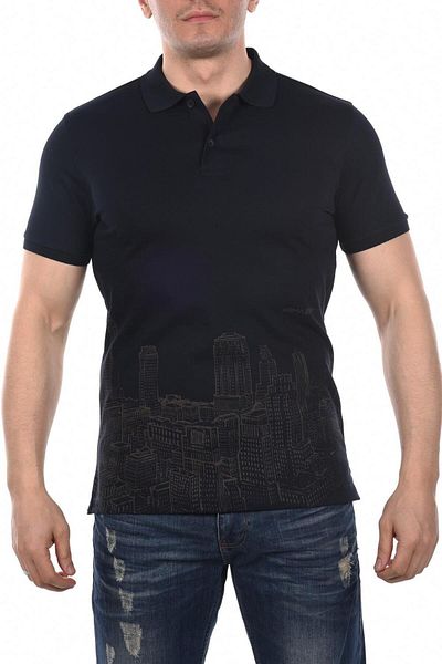 Arma Ανδρικό μπλουζάκι με μαύρη λεπτή εφαρμογή Polo Y8tyo7888