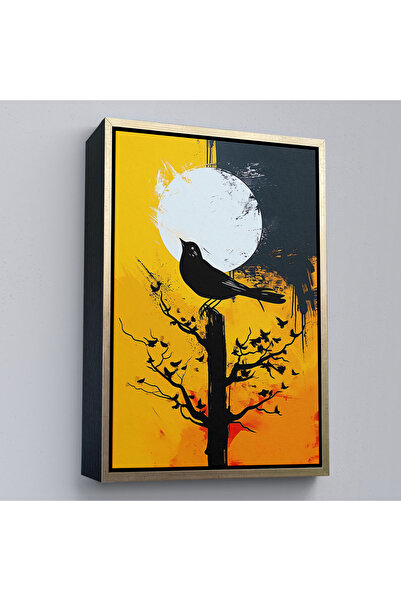 Oxyteez Pictură abstractă de pasăre pe copac cu cadru din lemn-7660