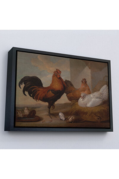 Oxyteez Francis Barlow cu cadru din lemn - Pictură de cocoș, pui și pui-7067