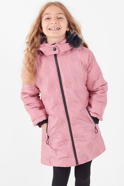 Cansın Mini Girl's Coat Circle Patterned Hooded Puffer Coat 14575