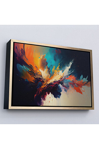 Oxyteez Diagramă de cerneală colorată abstractă cu cadru din lemn-7207