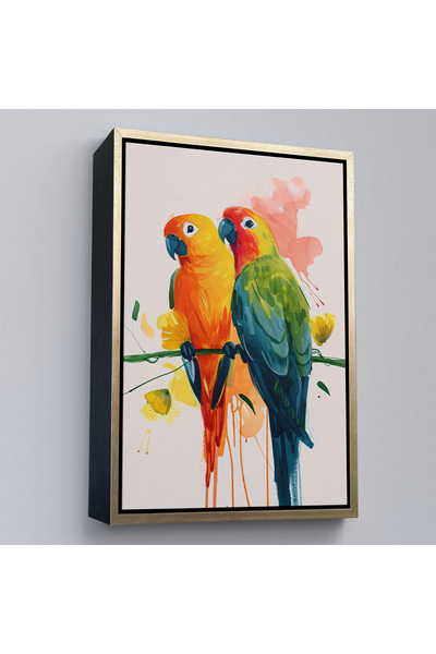 Home Pictură colorată cu pagani pe ramură cu cadru-7566