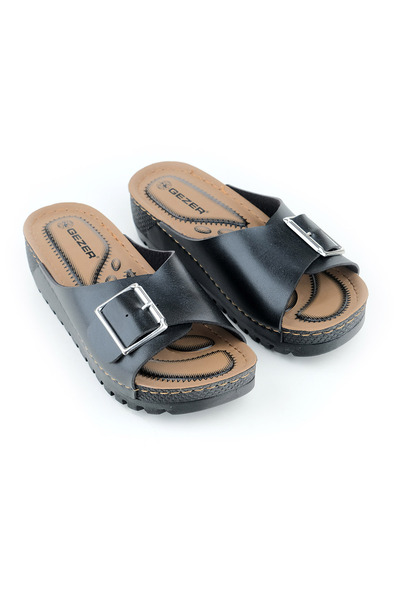 GEZER Καλοκαιρινές γυναικείες παντόφλες με μονή πόρπη με ρυθμιζόμενο ψηλό τακούνι