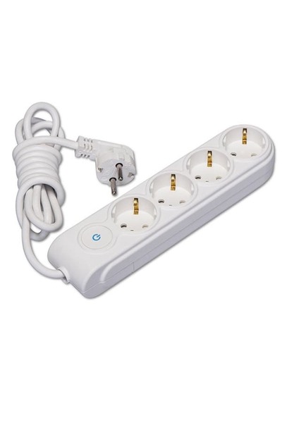 MAKEL Yeni Nesil Anahtarlı Çocuk Korumalı Dörtlü Topraklı Grup Priz 5 Metre Kablolu