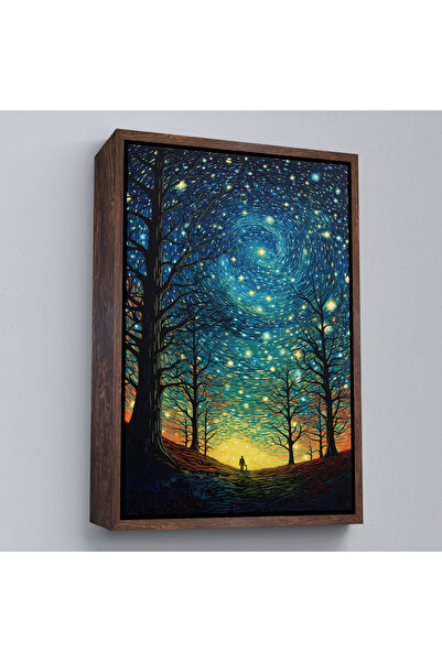 Oxyteez Pictură de noapte înstelată în stil Vincent Van Gogh cu cadru din lem...