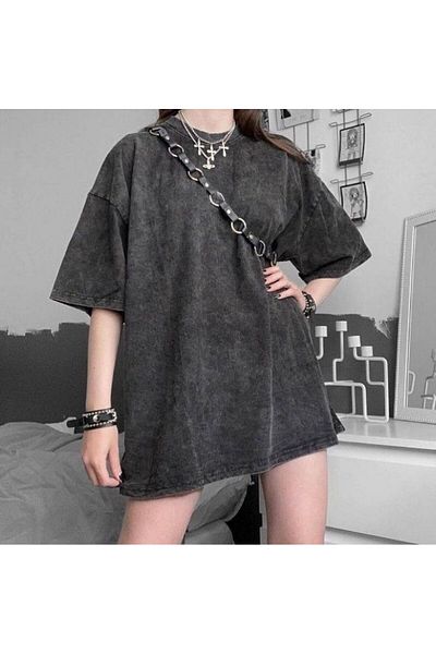 Köstebek Anthracite Vintage Streetwear Unisex T-shirt από ύφασμα που πλένεται