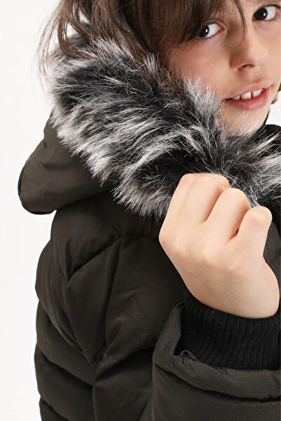 Cansın Mini Palton gonflabil pentru băiat cu logo kaki 15490