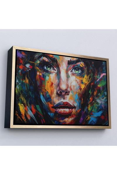 Oxyteez Tablou de femeie colorat abstract cu rama din lemn-7208