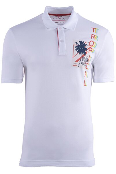 Arma Чоловіча біла футболка з коміром-поло Y21374274701
