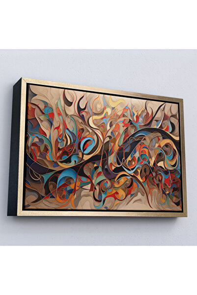 Oxyteez Tablou decorativ cu linie arabă cu cadru din lemn-7237