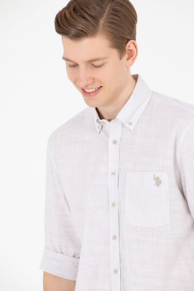 U.S. Polo Assn. Мъжка риза с дълъг ръкав в цвят камък 50263702-vr049