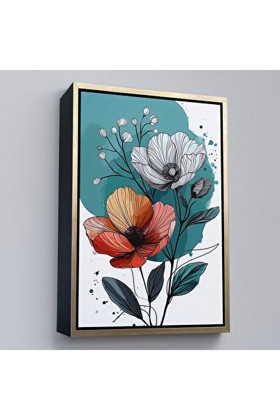 Oxyteez Tablou cu flori de mac, cu rama din lemn-7647