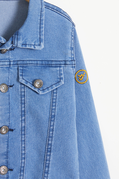 Cansın Mini Mavi Düğmeli Erkek Çocuk Jean Ceket 15525