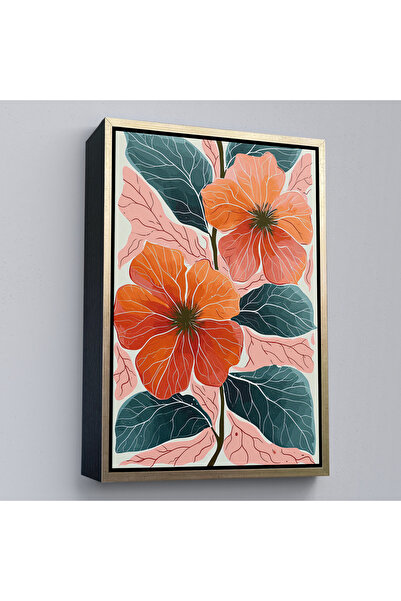 Oxyteez Pictură cu flori de bujor cu rame din lemn-7640