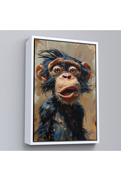 Oxyteez Tablou de cimpanzeu zâmbitor cu cadru din lemn-7881