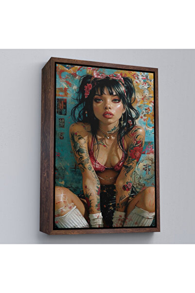 Limitless Beautiful Woman Painting with Wooden Frame Oil Paint Look-7865