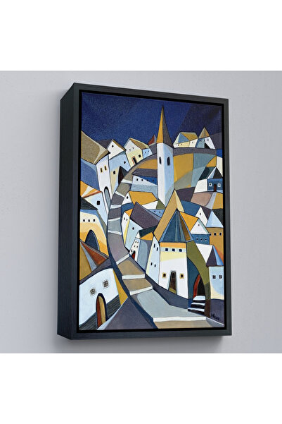 Oxyteez Tablou de case albastre îngroșate cu cadru din lemn-7718