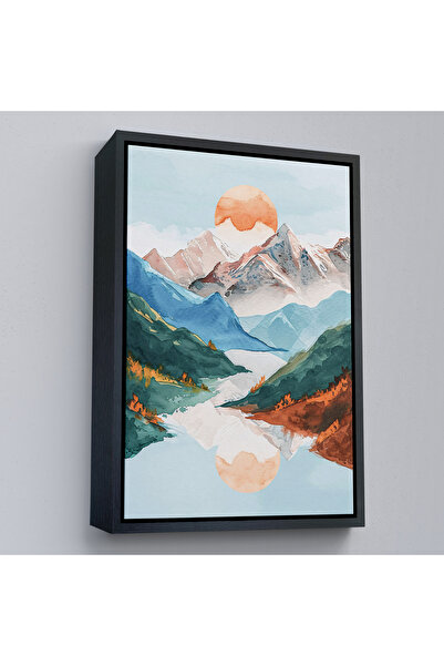 Oxyteez Peisaj solar între munții cu cadru din lemn Tablo-7617