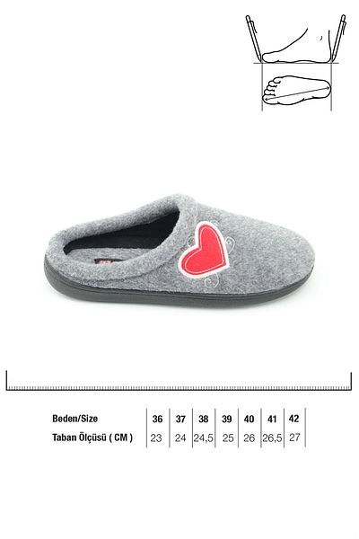 GEZER Winter Women's Home Garden Comfort Sole Embroidered Heart Patterned Felt Slippers
