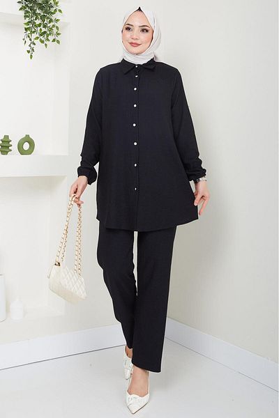 hafsamina Burümcük Shirt Set Black HM2394
