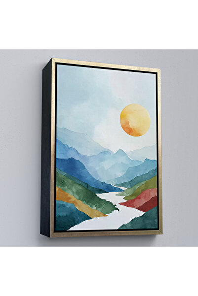 Oxyteez Peisaj solar între munții cu cadru din lemn Tablo-7591