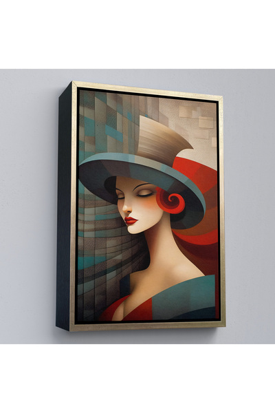 Oxyteez Tablou de femeie frumoasă vintage cu cadru din lemn-7523