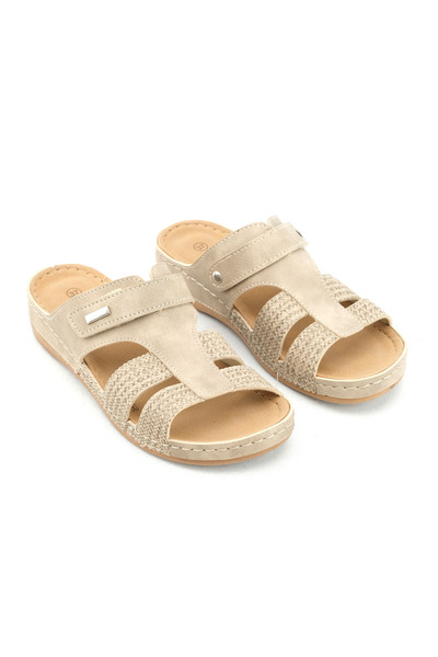 GEZER Vară Femei din piele artificială Talpă interioară confortabilă Cureaua cu velcro unică Papuci de zi cu zi reglabili