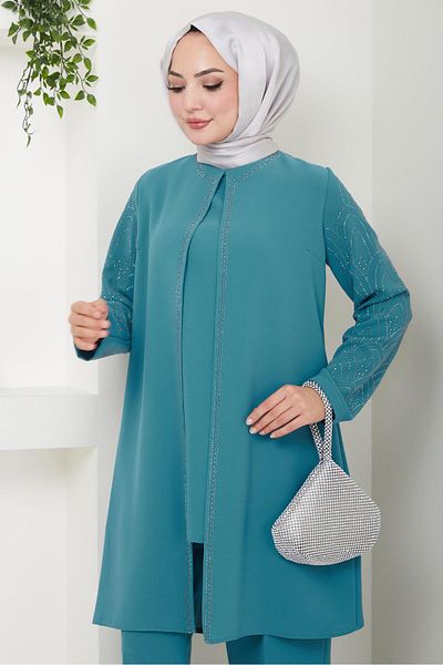 hafsamina Μητρικό Σετ Πέτρινο Μπράτσο Plus Size - Mint HM2504