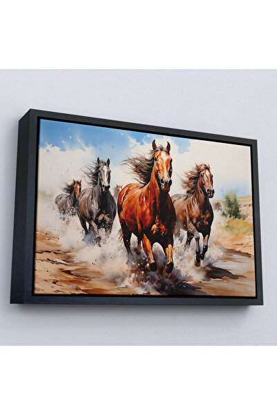 Oxyteez Tablou de cai alergați cu rame din lemn-7279