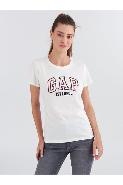 GAP Kadın Beyaz Gap logo tshirt