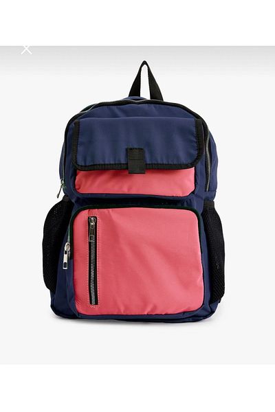 Köstebek Navy Blue Four-Compartment Pink Backpack with Water Bowl Compartment