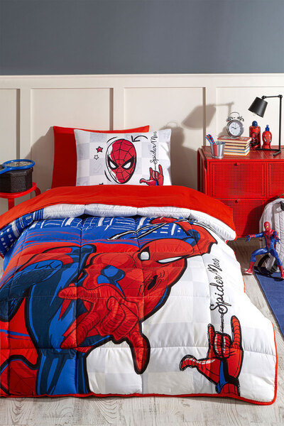 Özdilek Spiderman Blue City Tek Kişilik Disney Lisanslı Lastikli Fitted Çarşa...