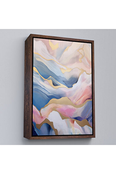 Oxyteez Masa cu model de marmura roz cu rama din lemn-7584