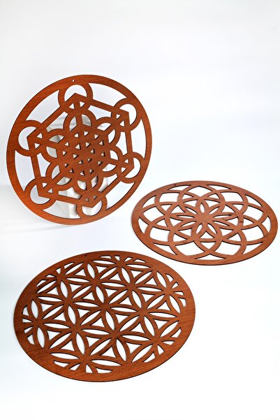 Anadolia Yaşam Çiçeği Motifli 3'lü Set Dekoratif Duvar Süsü