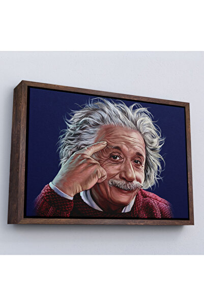 TAKI DERYASI Pictură Albert Einstein cu cadru din lemn-7252